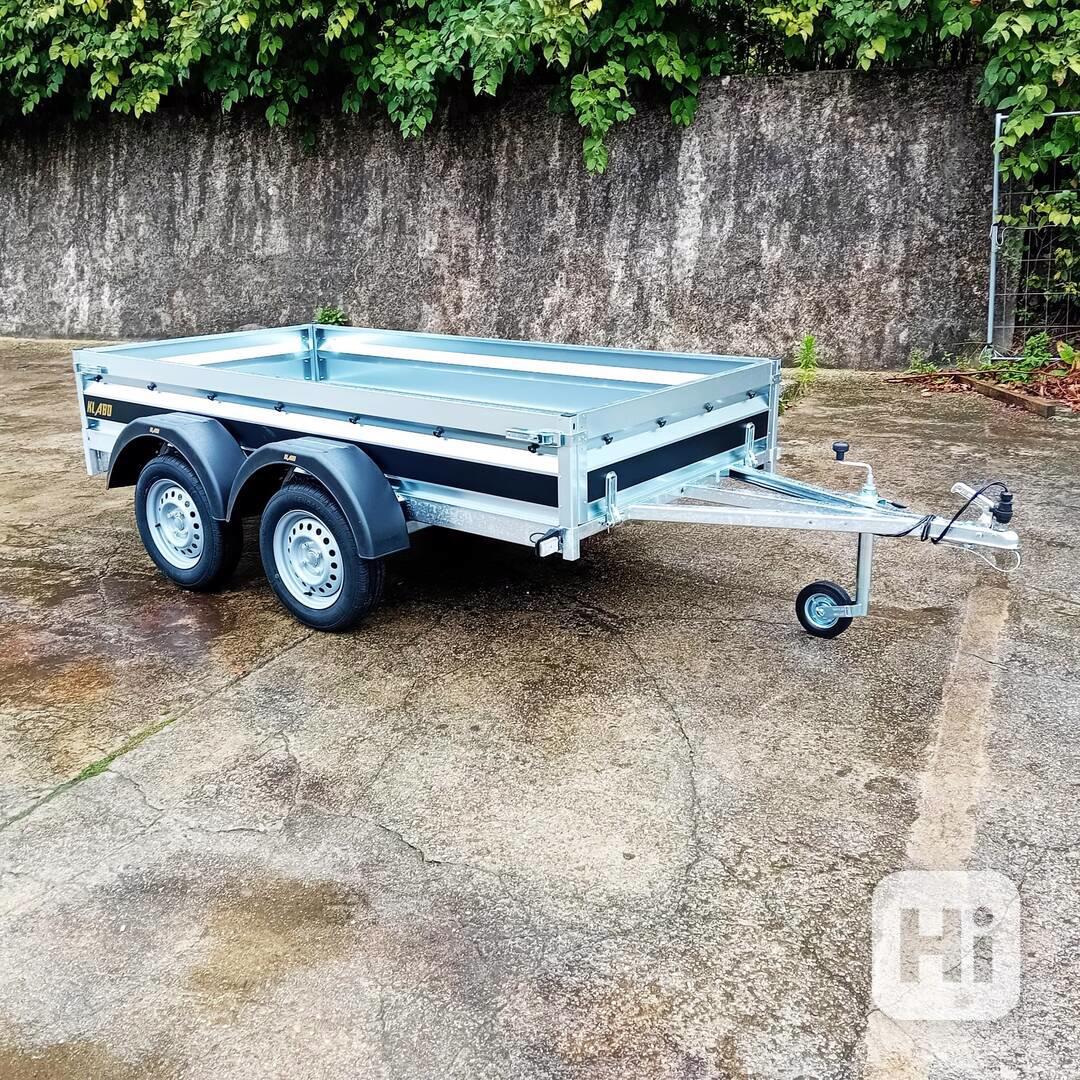 NOVÝ přívěsný vozík  řidičák B 2x osa750Kg,svařovaný rám,DPH - foto 1