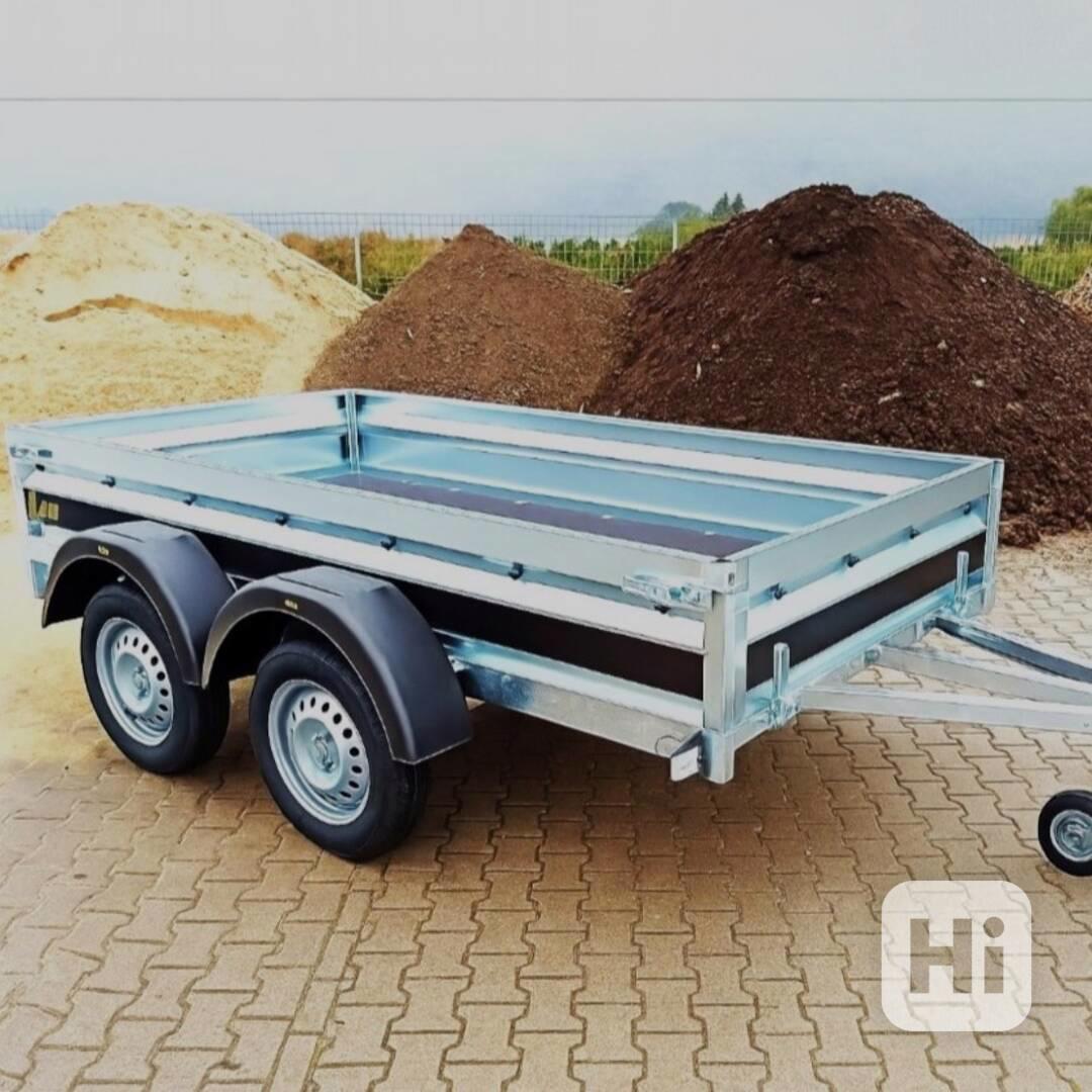 NOVÝ přívěsný vozík  řidičák B 2x osa750Kg,svařovaný rám,DPH - foto 1
