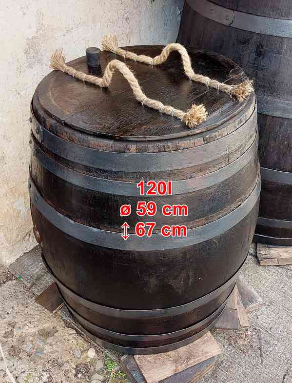 Dřevěné - plastové sudy a kádě 50l - 6500l určeno na vodu. - foto 3