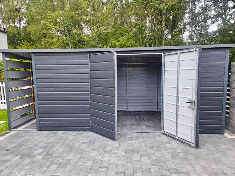 Zahradní domek 5x2m přístřešek 0,8x2m Dvoukřídlá vrata TS829 - foto 4