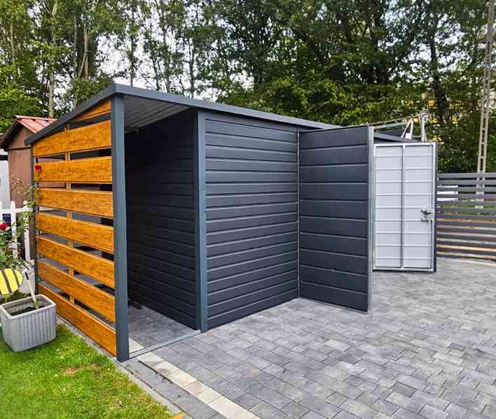 Zahradní domek 5x2m přístřešek 0,8x2m Dvoukřídlá vrata TS829 - foto 6
