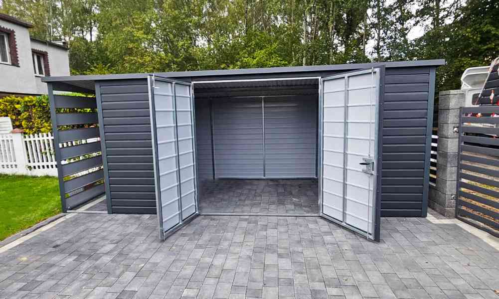 Zahradní domek 5x2m přístřešek 0,8x2m Dvoukřídlá vrata TS829 - foto 7