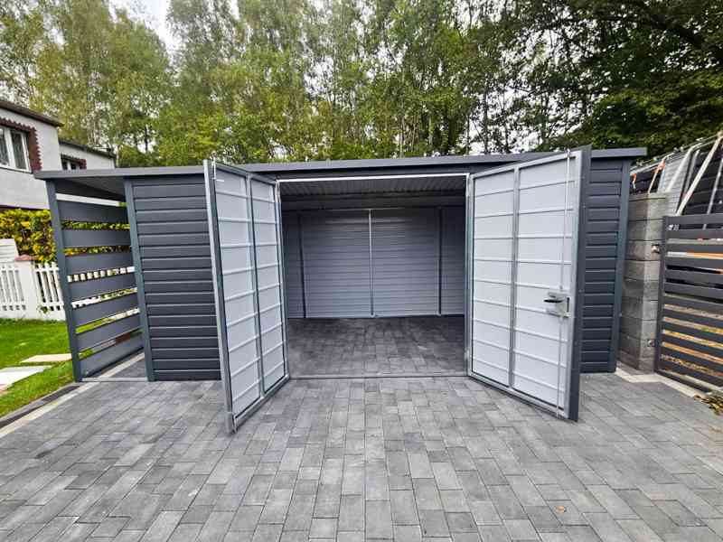 Zahradní domek 5x2m přístřešek 0,8x2m Dvoukřídlá vrata TS829 - foto 5