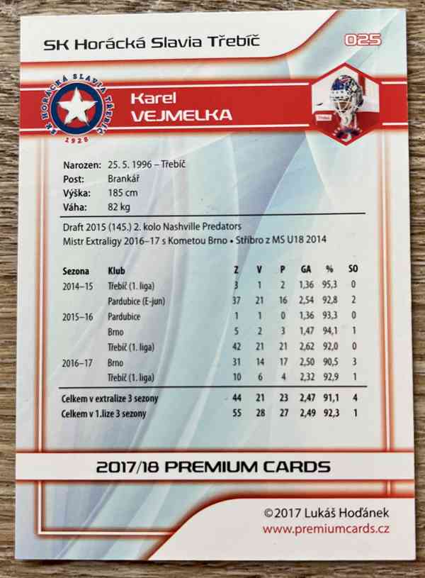 Podepsaná hokejová karta Karla Vejmelky - foto 2