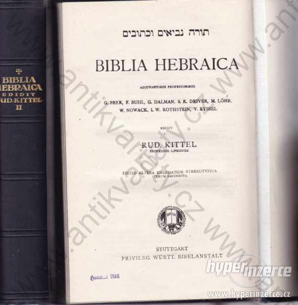 Biblia Hebraica editoval R. Kittel - foto 1