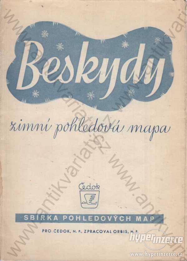Beskydy zimní pohledová mapa 1953 Orbis, Praha - foto 1
