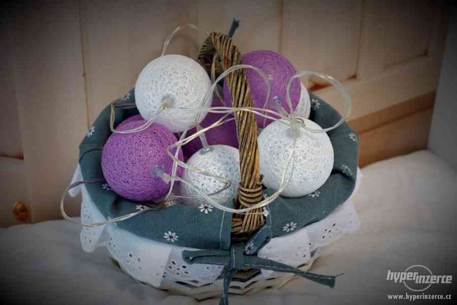 Led světelné koule - Cotton balls - fialová/bílá - foto 1