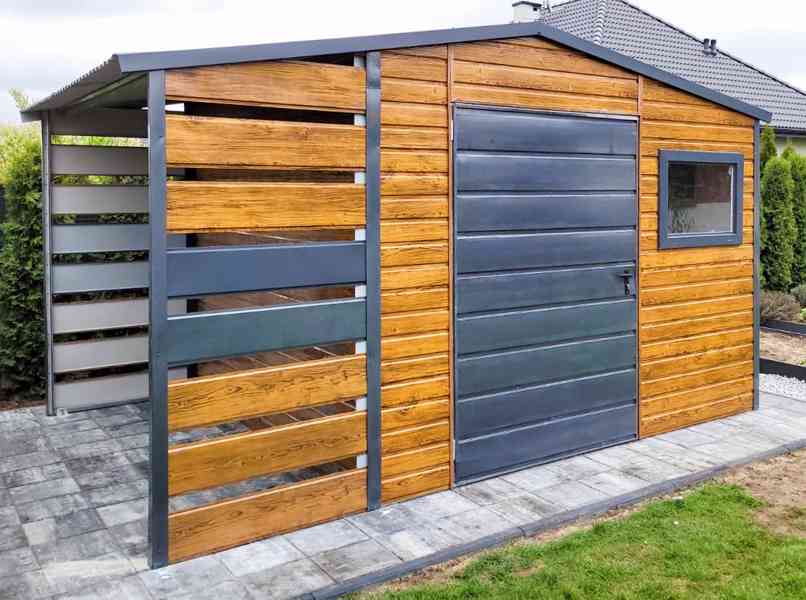 Zahradní domek 2,5x2,5m + přístřešek 1m -  dveře Okno TS712 - foto 3