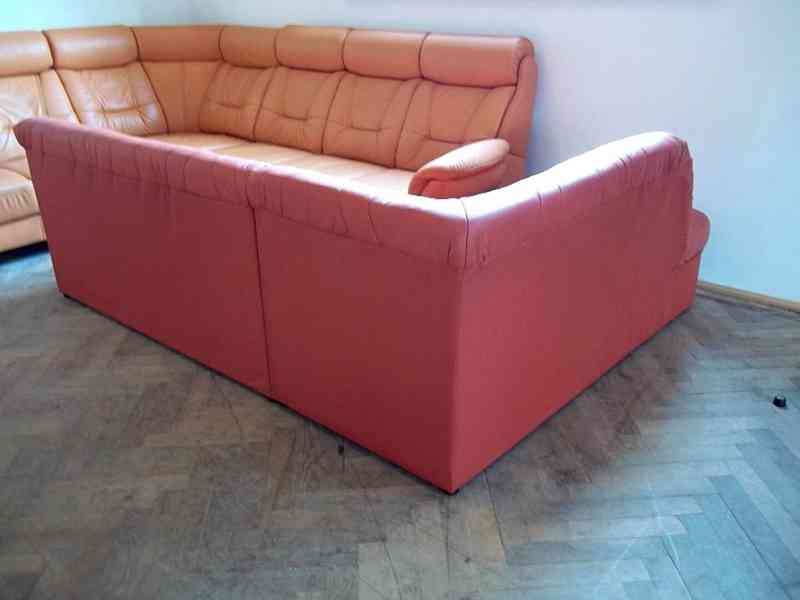  086 Kožená rohová sedací souprava sedačka červená  - foto 3