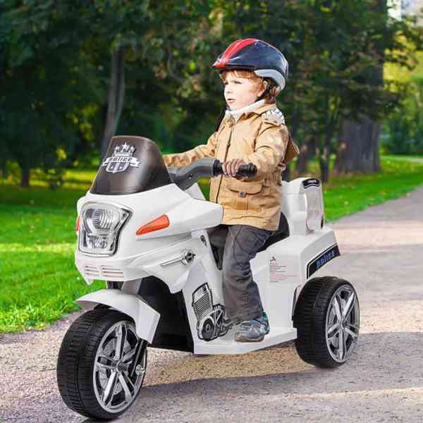 Dětská elektrická motorka POLICE | bílá - foto 1