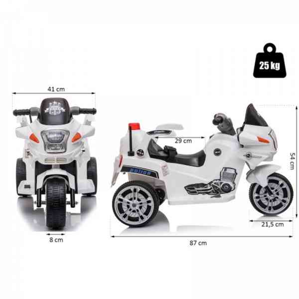 Dětská elektrická motorka POLICE | bílá - foto 4