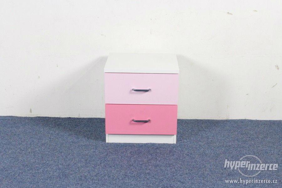 Noční stolek se dvěma šuplíky, růžová - foto 1