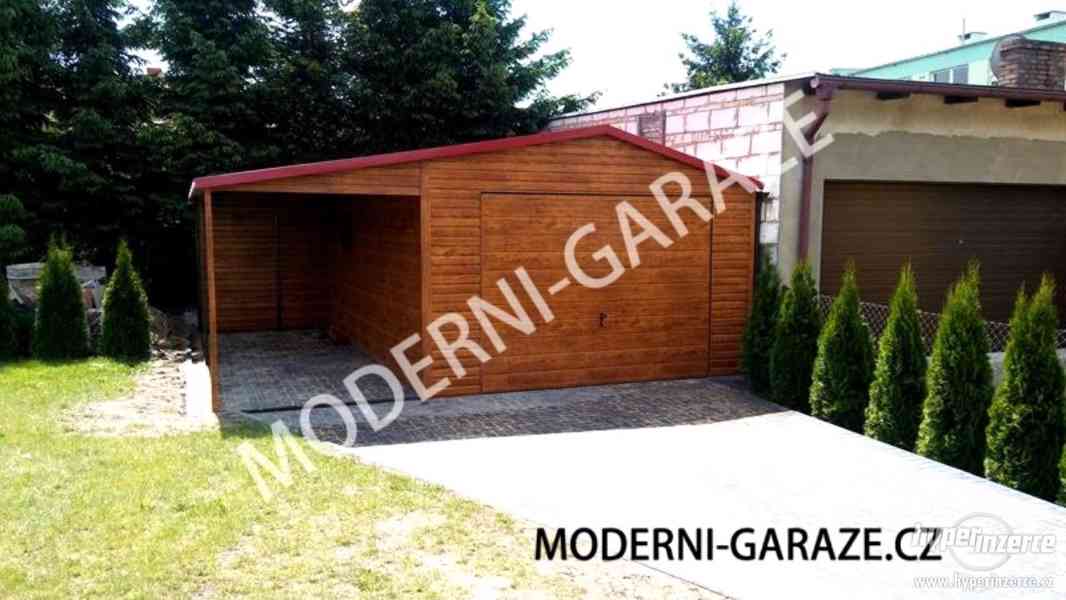 Kvalitní plechová garáž s imitaci dřeva. - foto 2