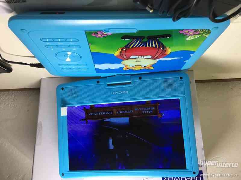 Krásný dětský modrý DVD přehrávač s medvidkem - 12V a 220V - foto 4