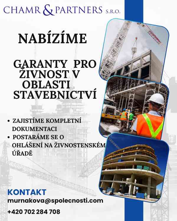 Nabízíme garanty pro živnost v oblasti stavebnictví