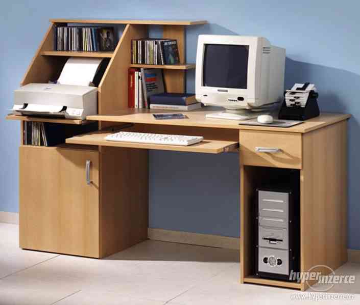 Pc počítačový/psací stůl - JÁDROVÝ BUK  (více barev) - foto 3