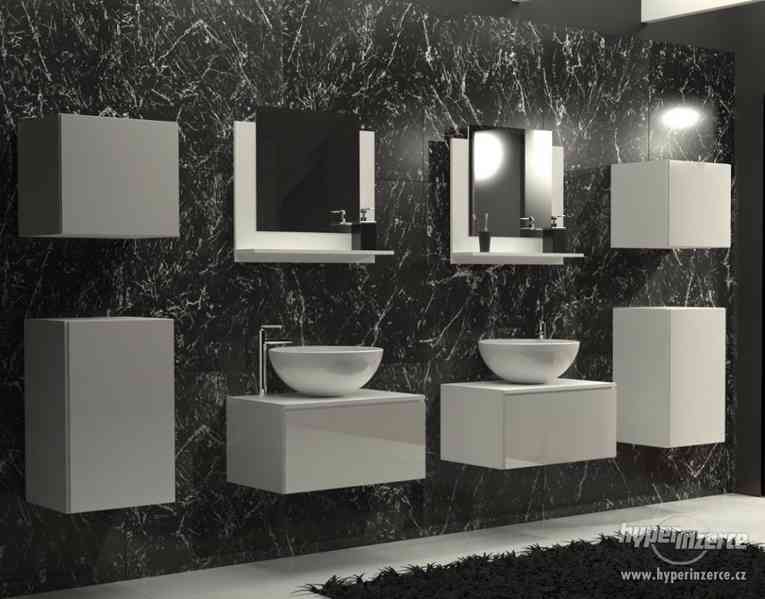 Koupelnová sestava ALIUS 36 skříňky zrcadlo černý bílý lesk - foto 1