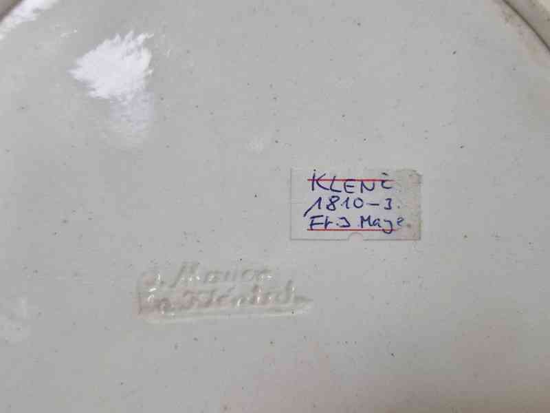 Velmi starý kameninový Talíř F. J. Mayer Klenčí - foto 4