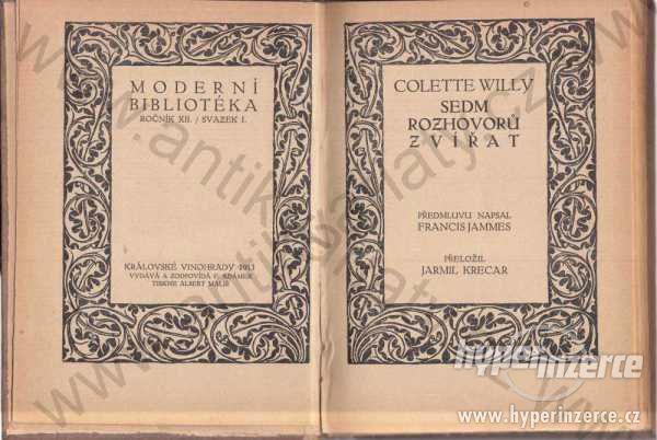 Sedm rozhovorů zvířat Colette Willy 1913 Fr.Adámek - foto 1