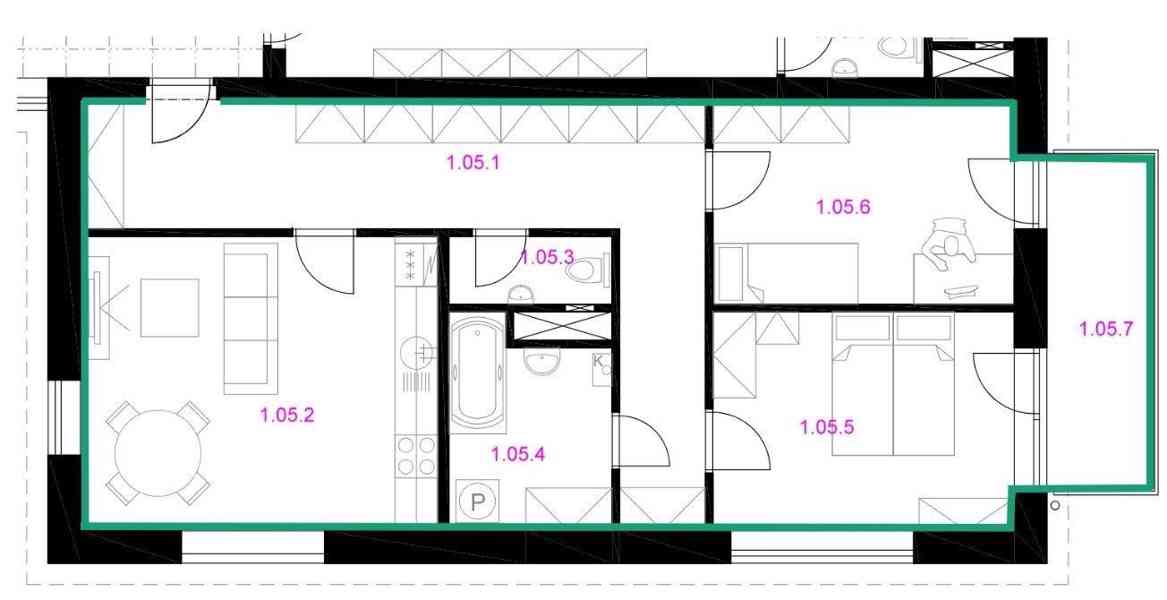 Prodej bytu 3+kk 74 m2 s balkonem 7 m2 - Rousínov - 02 - 1.05/S22 - foto 4
