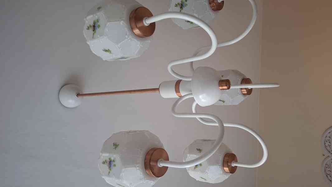 retro 5 ramenný lustr DRUKOV-bílá-mosaz - foto 3