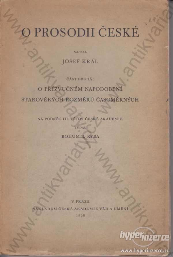 O prosodii české Josef Král 1938 - foto 1