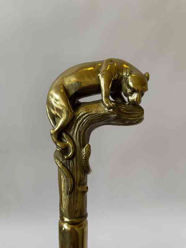 Jaguár - vycházková hůl s mosaznou hlavou - foto 2