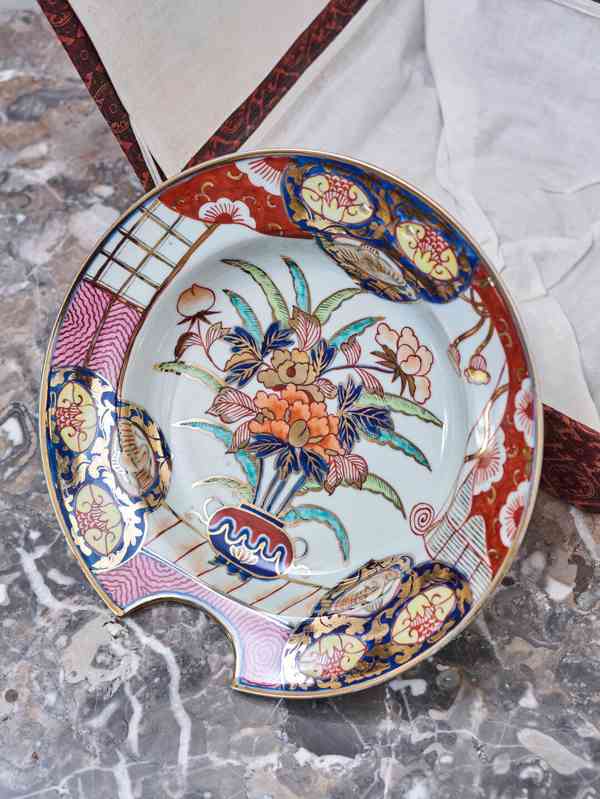 Japonský porcelánový holicí talíř Imari v dárkové krabici - foto 10