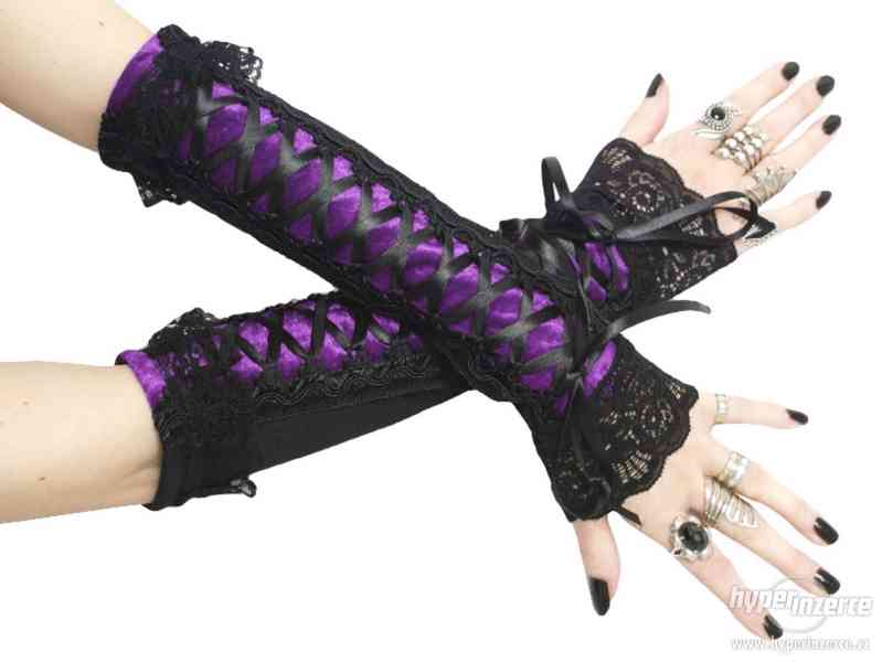 Společenské dámské bezprsté rukavice gothic - foto 1