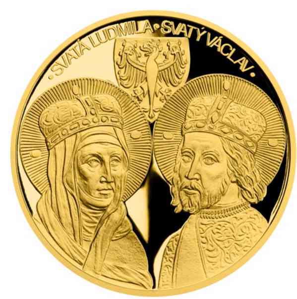 Zlatá dvouncová mince Sv. Václav Sv. Ludmila proof. - foto 1