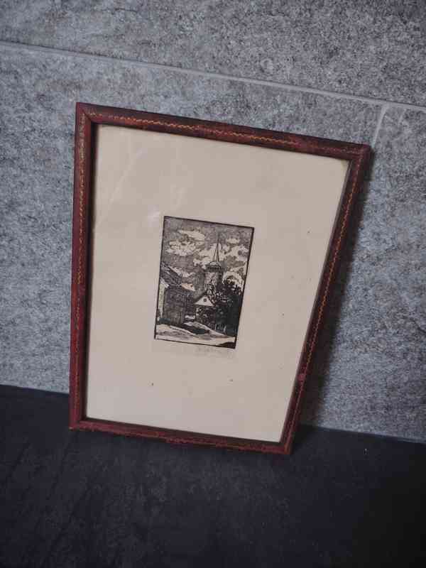 GRAFIKA LINORYT Jane Macková 1918, původní rám Václav Nepraš - foto 12