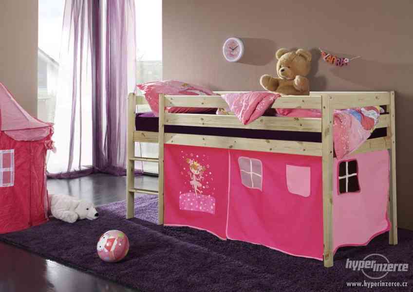 Vyvýšená postel přírodní vzor růžová princezna - foto 1
