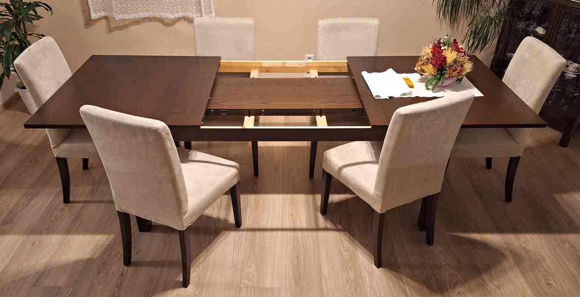 Prodám rozkládací jídelní stůl + 6 židlí Ikea - foto 2