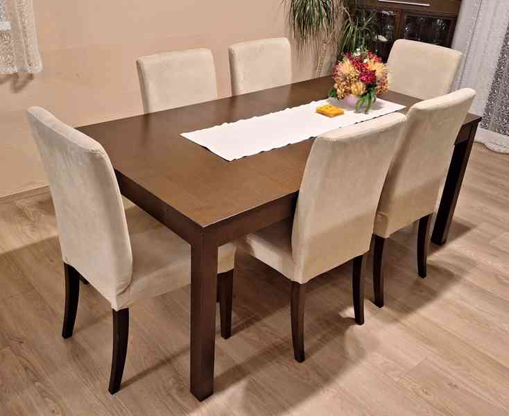 Prodám rozkládací jídelní stůl + 6 židlí Ikea