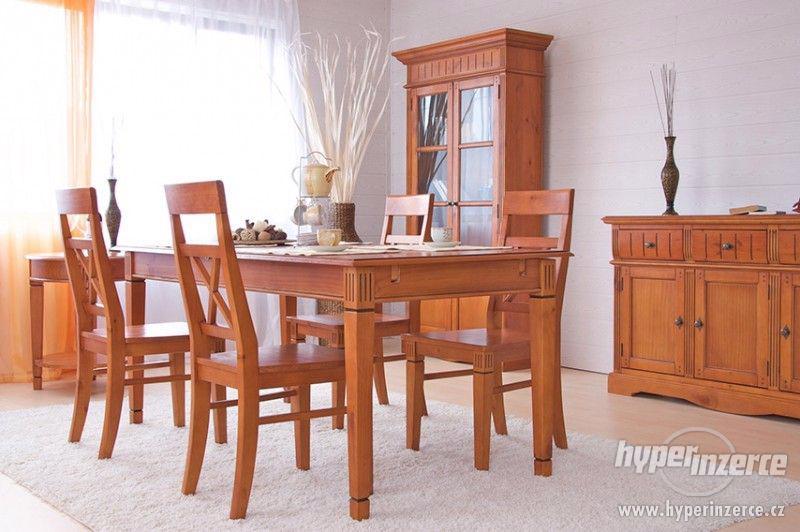 Masivní židle z borovice, dřevěná židle hnědá - foto 2
