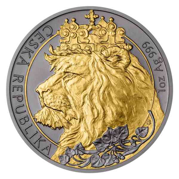 Stříbrná mince Český lev 2021 s pokovením - foto 1