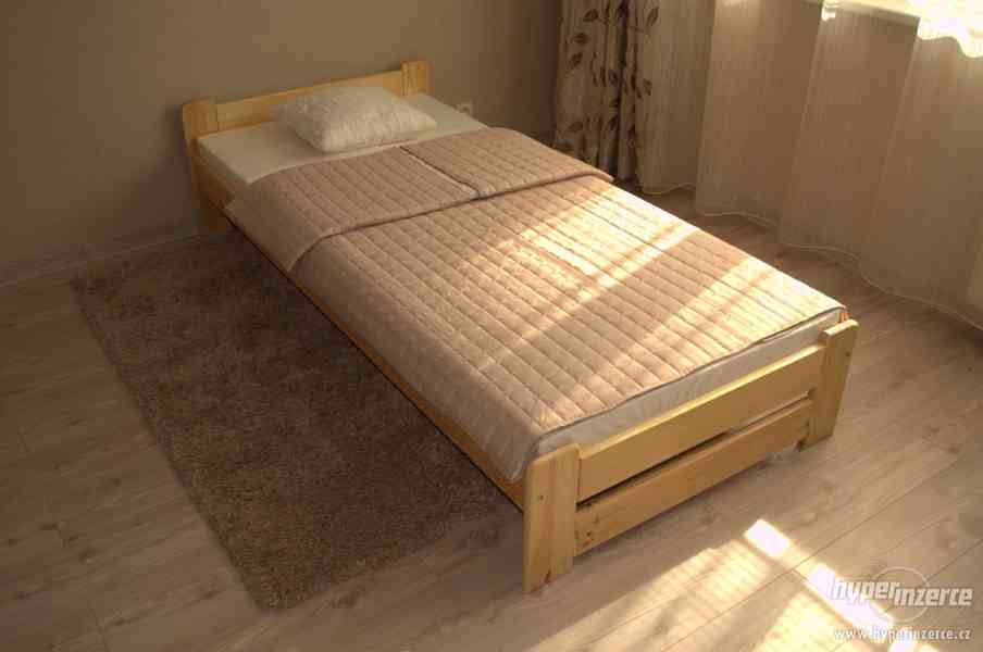 NOVÉ kvalitní postele z masivu s roštem a matrací - foto 2