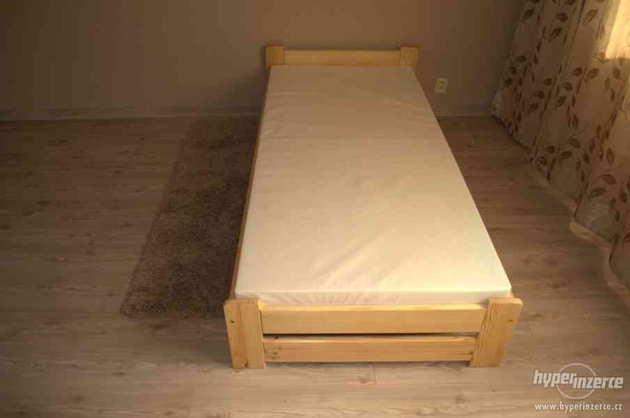NOVÉ kvalitní postele z masivu s roštem a matrací - foto 6