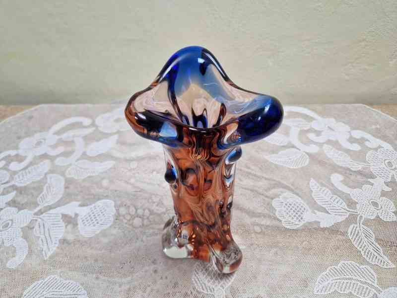 Zajímavá Autorská Váza z hutního skla F Zemek Niagára - foto 5