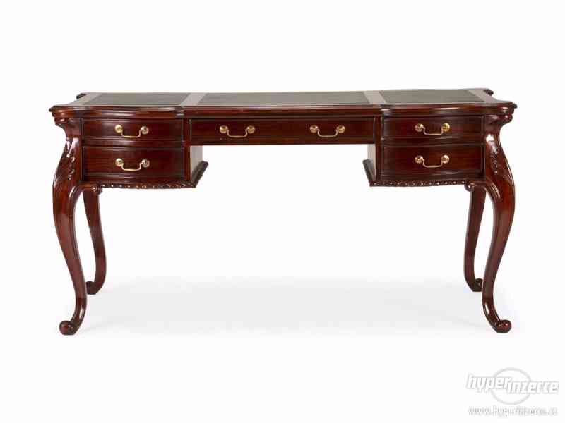 Masivní psací stůl, anglický psací stůl dřevěný - foto 2