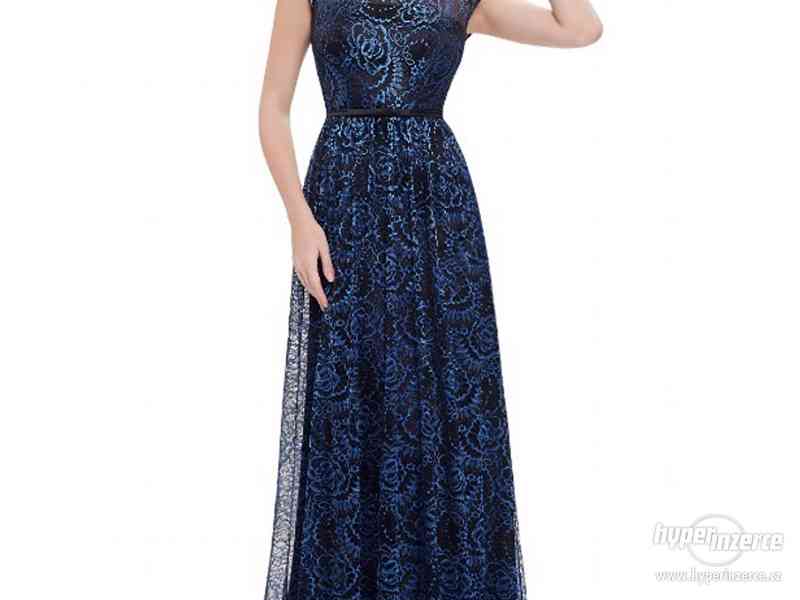 Nové společenské šaty z krajky 85EV modrá - foto 1
