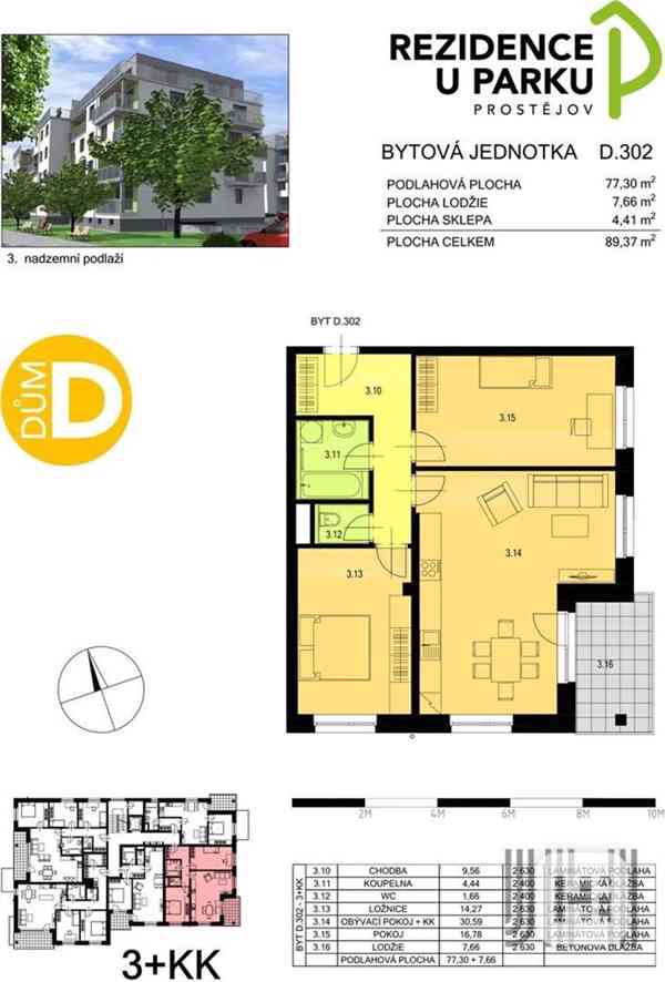 Prodej bytu 3+kk ve výstavbě v projektu Rezidence U parku - foto 16