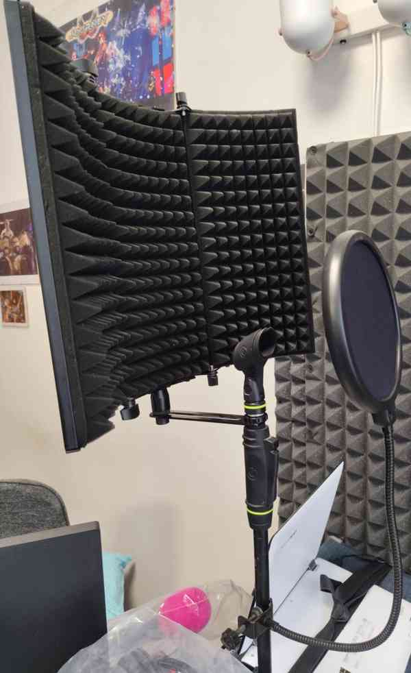 Akustický paravan pro nahrávání + Pop filter + držák - foto 5