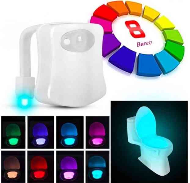 LED osvětlení WC mísy s čidlem aktivované pohybem 8 barev
