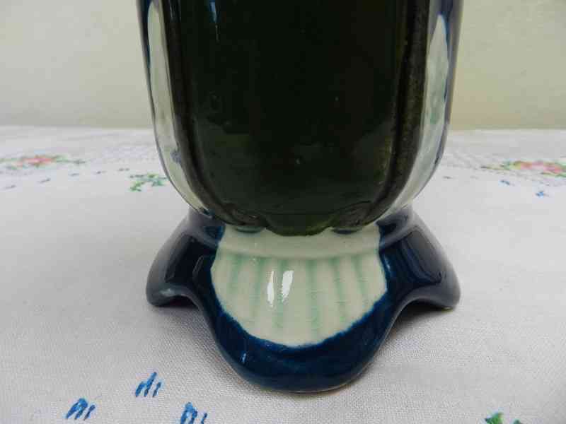 Hezká secesní modrá zelená Váza Majolika - foto 6