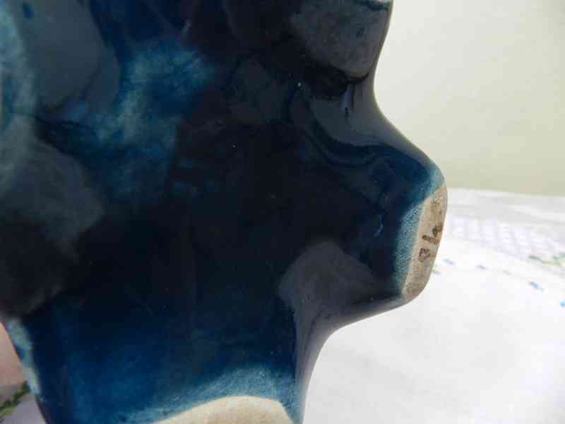 Hezká secesní modrá zelená Váza Majolika - foto 8