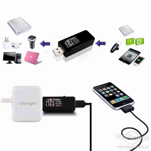 USB tester 7v1 voltmetr/ampermetr detektor napájen - foto 2