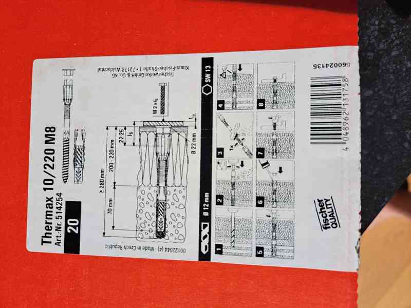Nové kotvy do zateplení Fischer Thermax 10/220 M8, 6 ks - foto 4