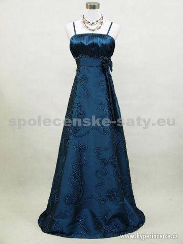 Modré dlouhé společenské šaty móda nadměrná velikost 54-56 - foto 1