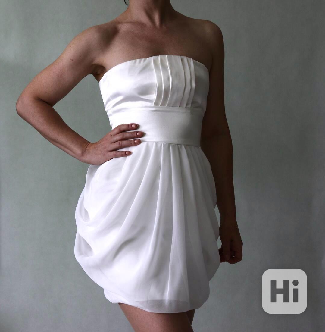 Bílé korzetové šaty - satén a šifon I LOVE LINK vel.32 - foto 1
